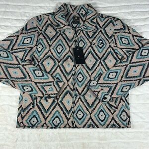 Southwestern Tapestry Jacket Coat Womens Size S Jacquard Zip Aztec Boho Cowgirl
